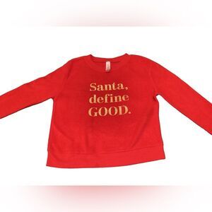 NB Festive Red 'Santa, Define Good' Christmas Sweatshirt with Gold Metallic Text